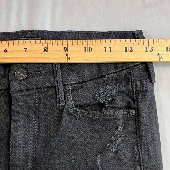 Mother Jeans Skinny Looker Ankle Fray Wash: Guilty (Black) Distressed Sz 25 - Picture 3 of 10